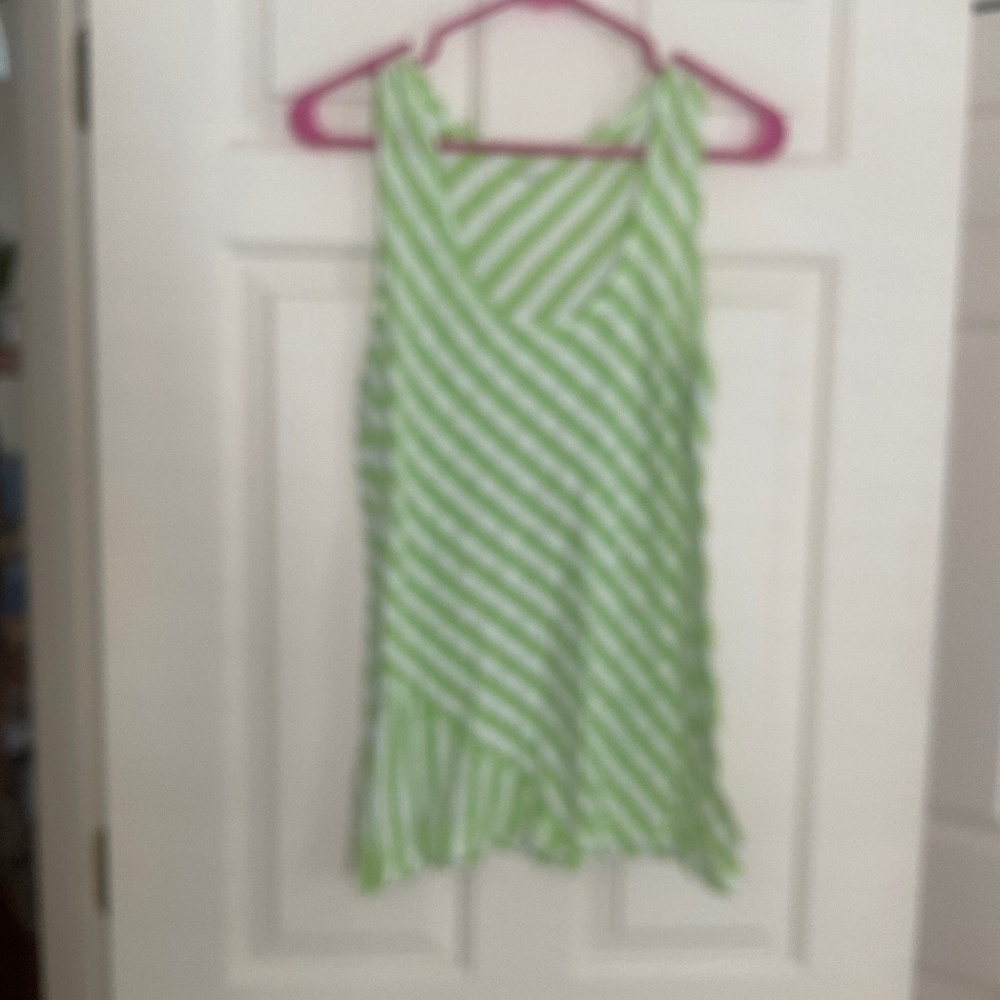 Green and white sleeveless top